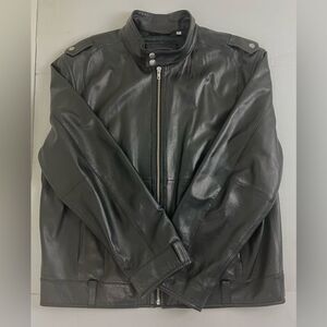Murano Black Leather Military Jacket